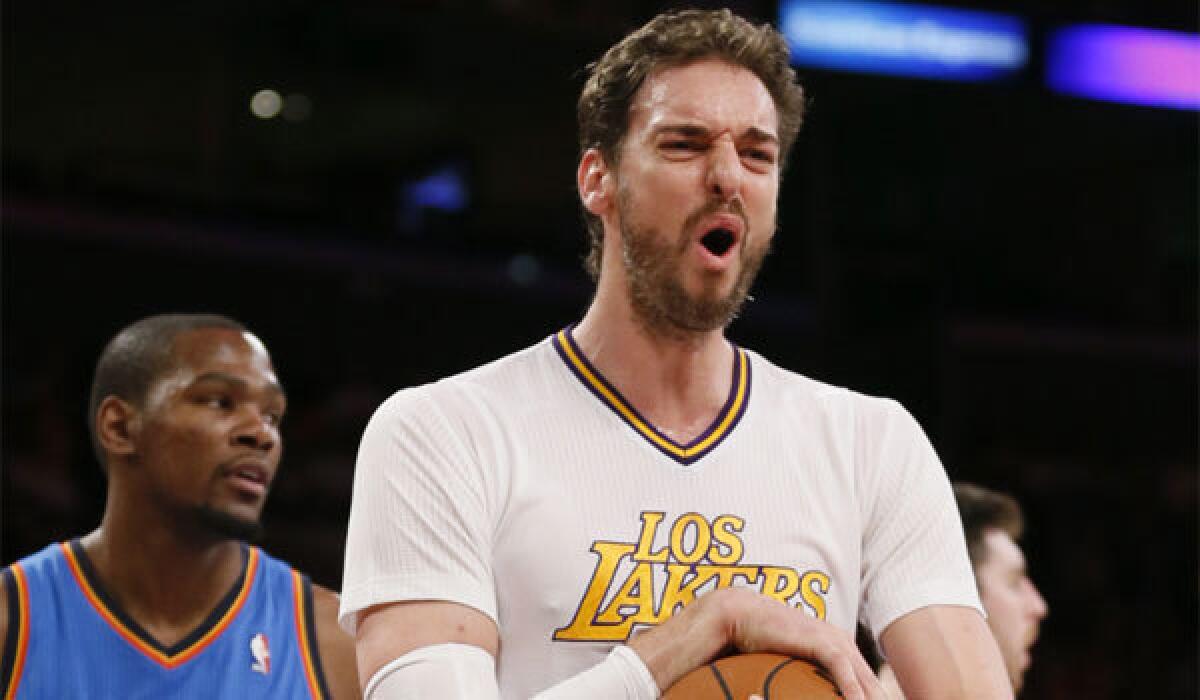Pau Gasol is averaging 17.5 points and 9.8 rebounds for the Lakers this season.