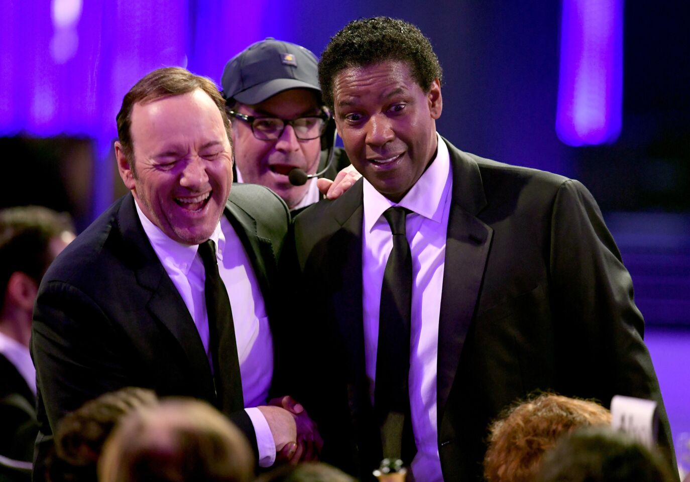 Actors Kevin Spacey and Denzel Washington