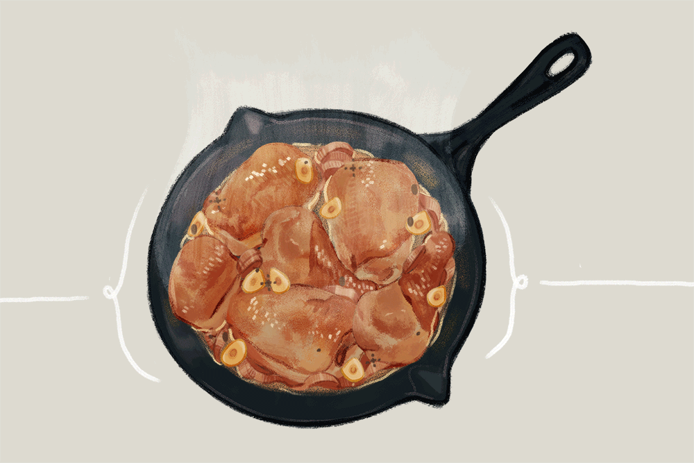 GIF for "How to Boil Water" series, how to cook chicken thighs.