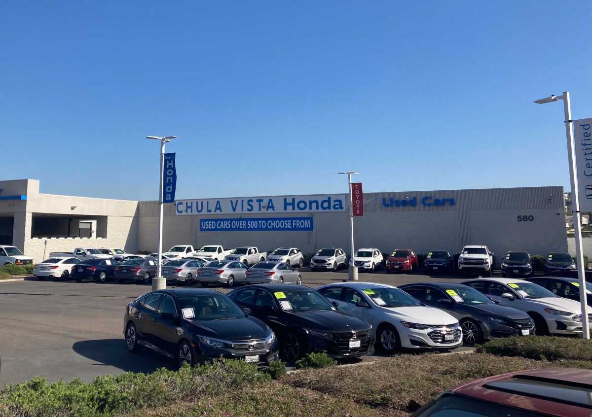 Used cars advertised for sale in Chula Vista on Oct. 13, 2021. 