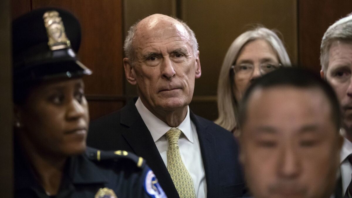 Director of National Intelligence Dan Coats arrives on Capitol Hill for a classified briefing last year.