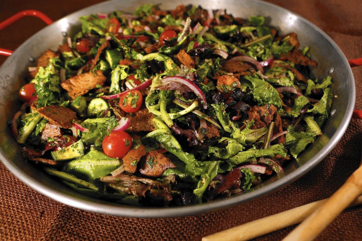 Fattoush is a great way to take advantage of the freshest farmers market produce and the not-so-fresh leftover pita in your fridge.