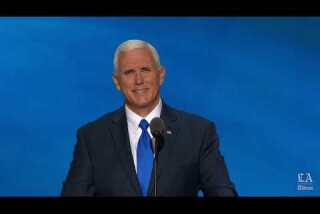 Indiana Gov. Mike Pence, Republican nominee for vice president, speaks at the Republican National Convention