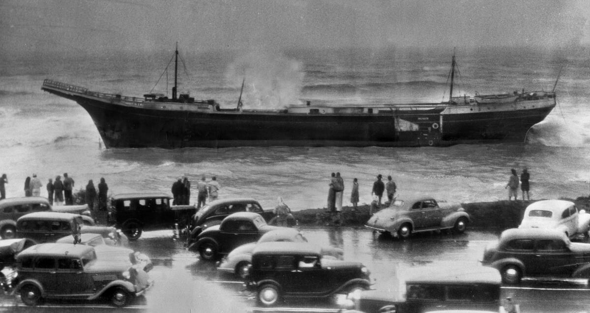 Beached ship after 1939 tropical storm