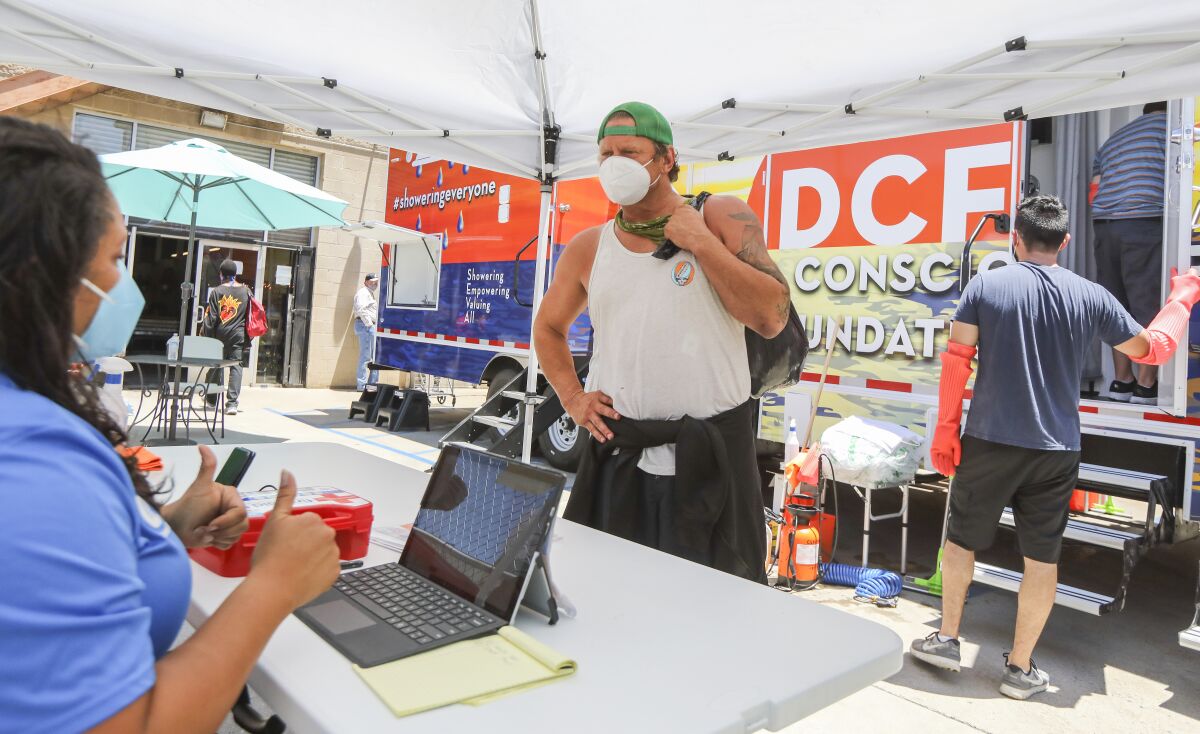 DCF opens San Diego's largest shower trailer for the homeless.