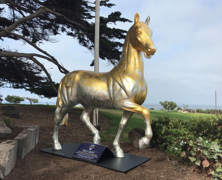 Del Mar’s “Gold Coast” horse sculpture will be installed temporarily in a public space at Jimmy Durante Boulevard and Via de la Valle as a result of City Council action Monday, June 3.