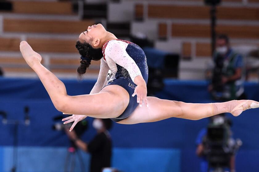 -TOKYO,JAPAN July 29, 2021: USA's Sunisa Lee competes on the floor exercise.