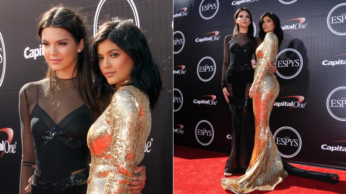 Reality-TV stars and sisters Kendall and Kylie Jenner arrive on the red carpet.