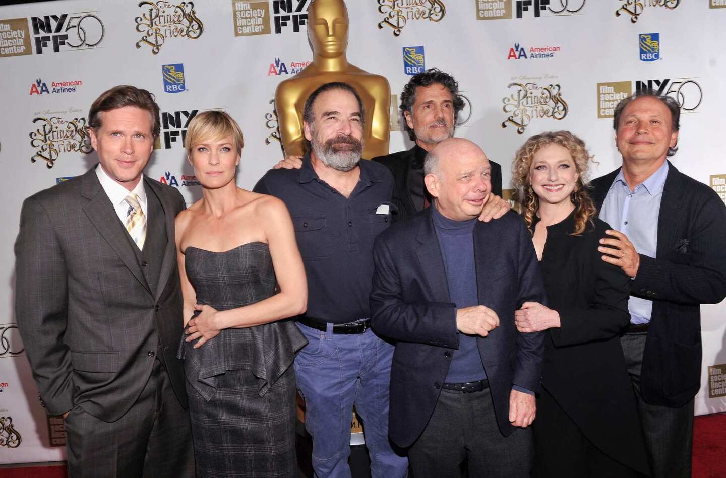 "The Princess Bride" cast members Cary Elwes, left, Robin Wright, Mandy Patinkin, Chris Sarandon, Wallace Shawn, Carol Kane and Billy Crystal were joined by director Rob Reiner and writer William Goldman for the 25th anniversary and Blu-Ray release of the 1987 adventure comedy.