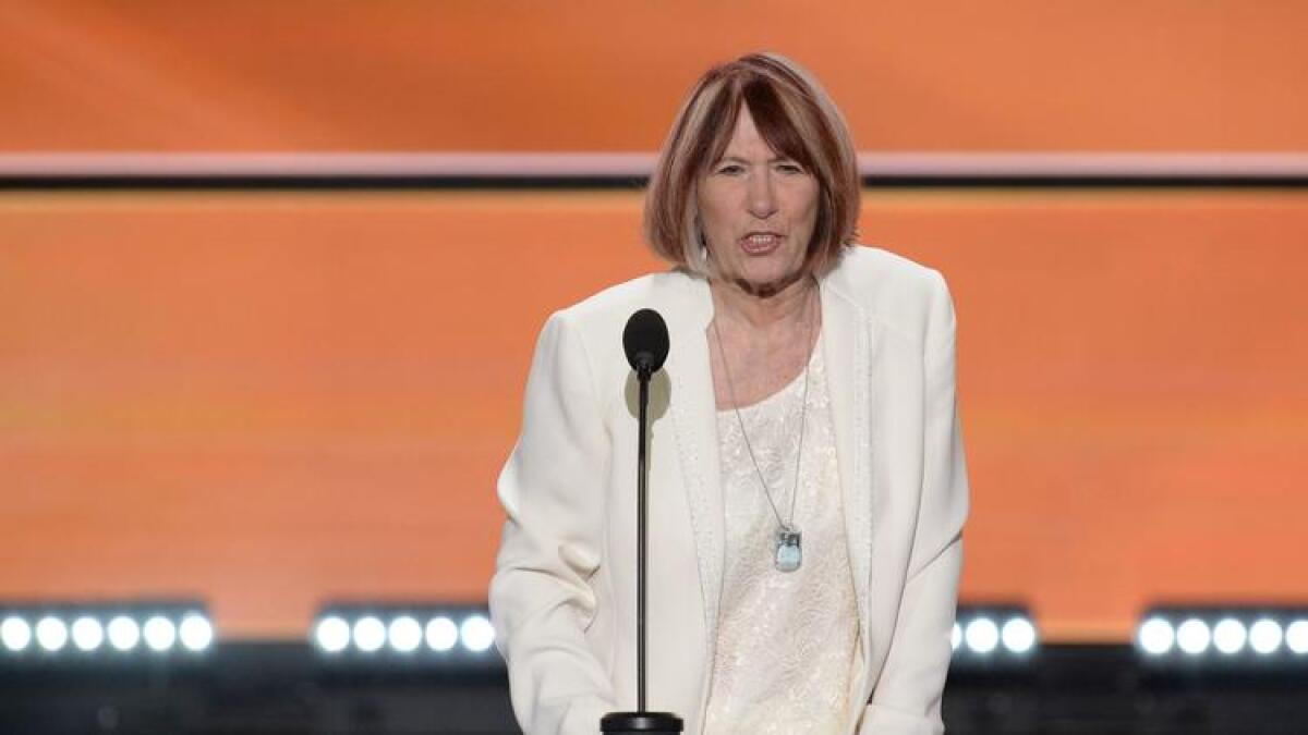 Patricia Smith, mother of Benghazi victim Sean Smith, addresses the Republican National Convention in July in Cleveland.