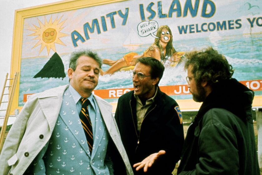 (L-R) Murray Hamilton, Roy Scheider, and Richard Dreyfuss, In “Jaws” - 1975. Director: Steven Spielberg Universal