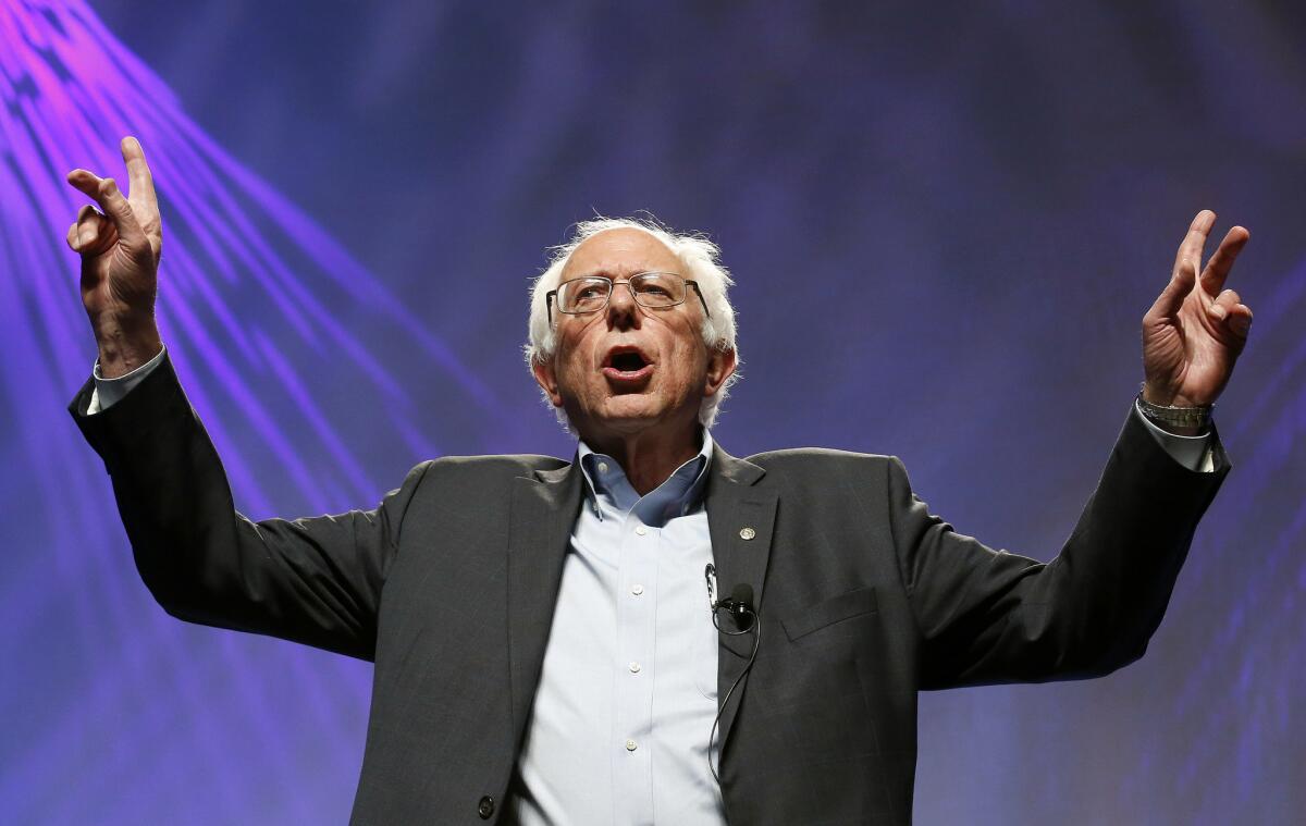 Democratic presidential candidate Sen. Bernie Sanders of Vermont speaks at the Netroots Nation political conference in Phoenix on Saturday.