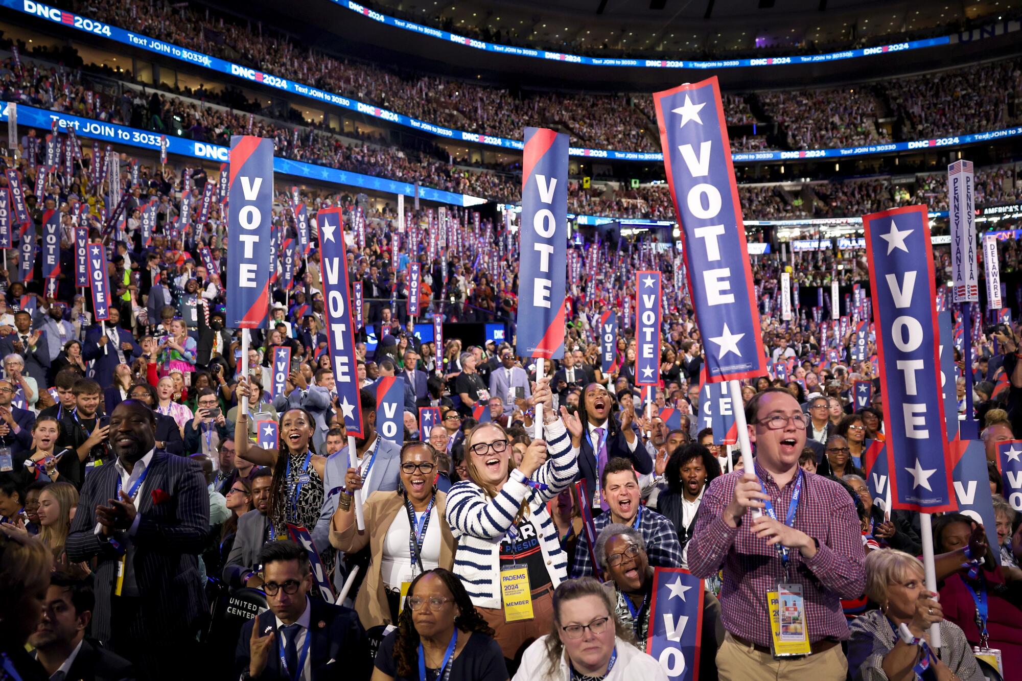 Pennsylvania delegates during the Democratic National Convention Tuesday