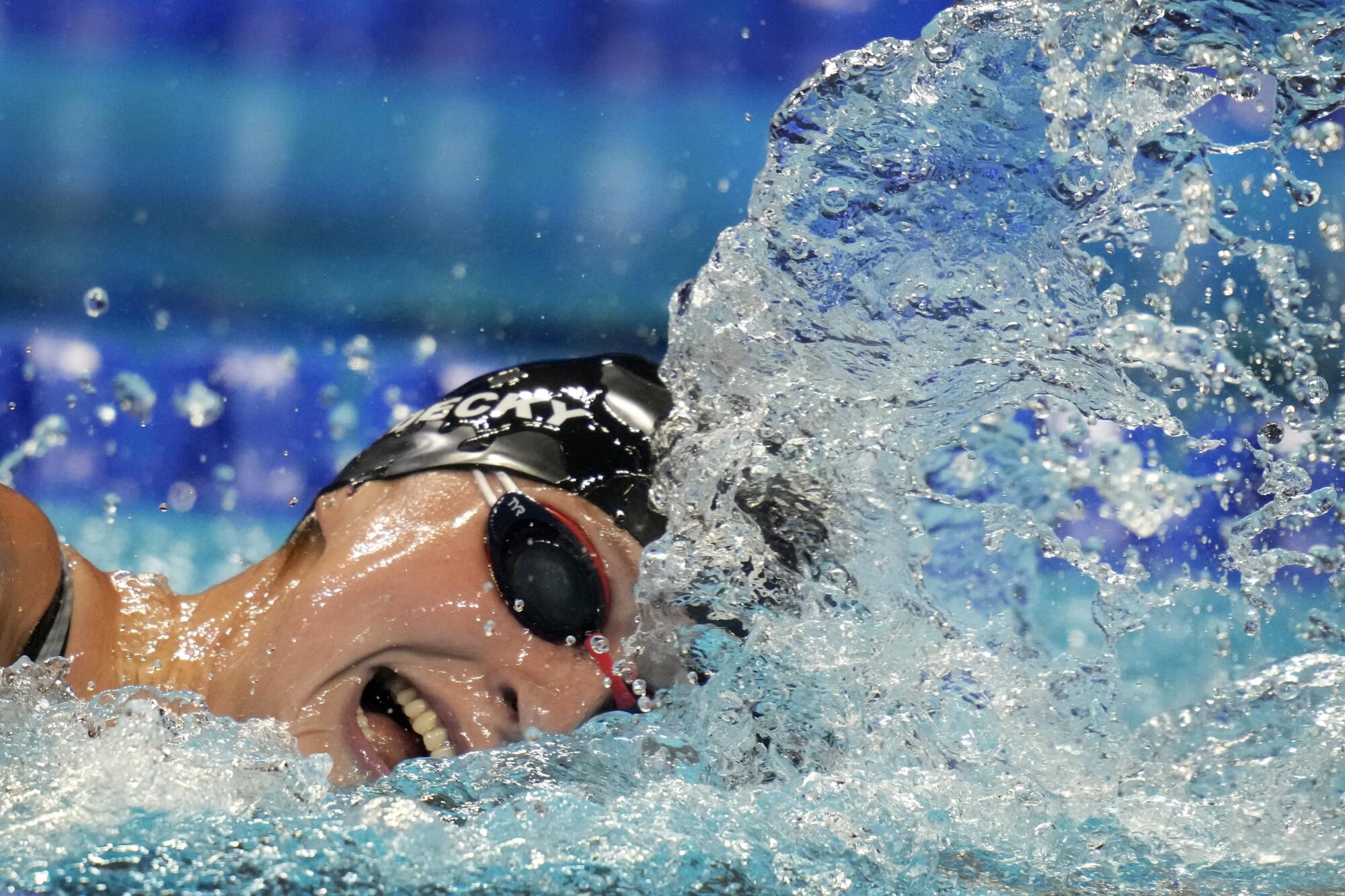 Katie Ledecky competes in the women's 1500-meter freestyle