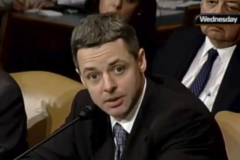 In this May 7, 2008, image from video provided by C-SPAN, Raymond Kethledge testifies during his confirmation hearing for the Sixth U.S. Circuit Court on Capitol Hill in Washington. President Donald Trump is closing in on his next Supreme Court nominee, with three federal judges leading the competition to replace retiring Justice Anthony Kennedy. Trump's top contenders for the vacancy at this time are federal appeals judges Amy Coney Barrett, Brett Kavanaugh and Raymond Kethledge, said a person familiar with Trump's thinking who was not authorized to speak publicly.(C-SPAN via AP)