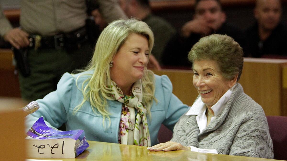 Lois Goodman, right, in 2012 after charges against her were dropped in the death of her 80-year-old husband.