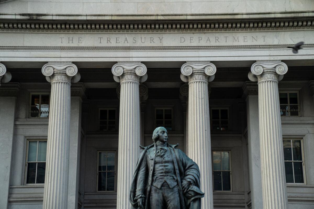 The U.S. Treasury Building, shown on July 16, in Washington, D.C.