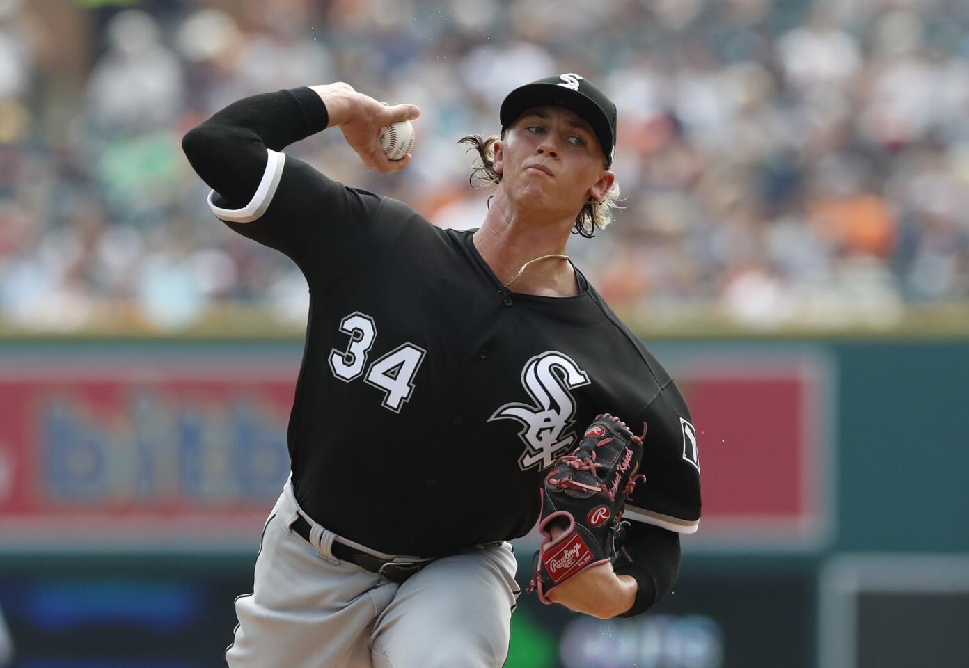 White Sox starter Michael Kopech throws during the second inning against the Tigers, Sunday, Aug. 26, 2018, in Detroit.