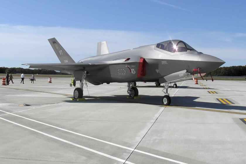 FILE - An F-35 fighter jet arrives at the Vermont Air National Guard base in South Burlington, Vt., Sept. 19, 2019. The United Arab Emirates on Tuesday, Dec. 14, 2021, suspended talks on a $23 billion deal to purchase American-made F-35 planes, armed drones and other equipment, in a rare dispute between Washington and a key U.S. ally in the Persian Gulf. (AP Photo/Wilson Ring, File)