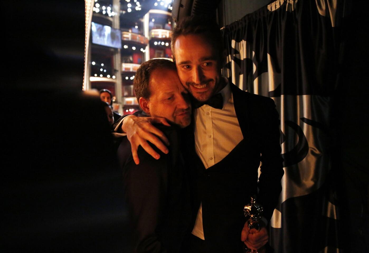 Backstage at the 2014 Academy Awards