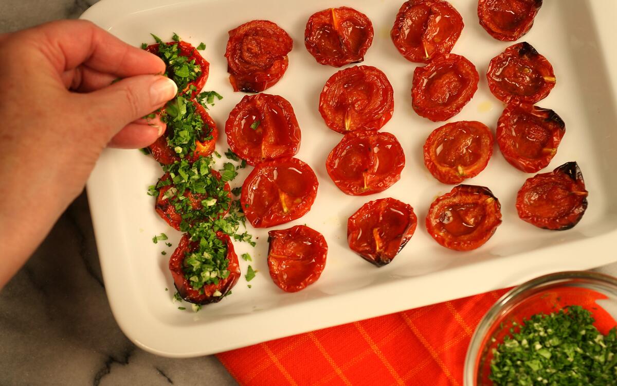 Roasted tomatoes persillade