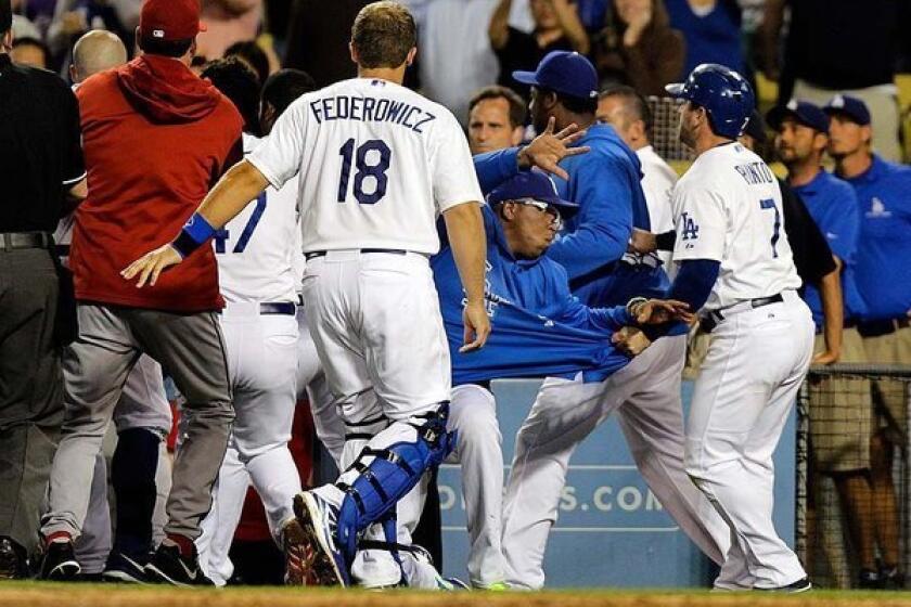 The Dodgers and Diamondbacks fought on the field at Dodger Stadium after several batters were hit by pitches.