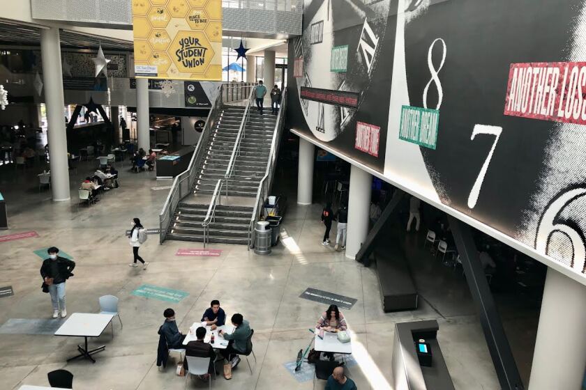 The food court at UCSD's Price Center is usually mobbed at noon. But it was mostly quiet on Tuesday.