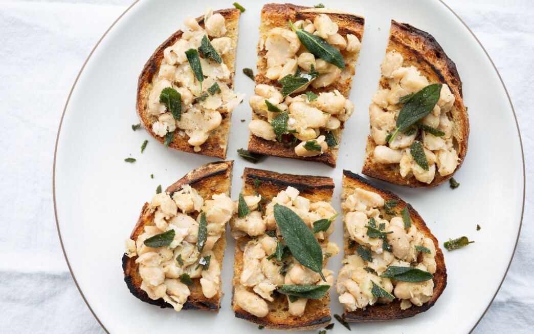 Smashed White Beans and Frizzled Sage Toast