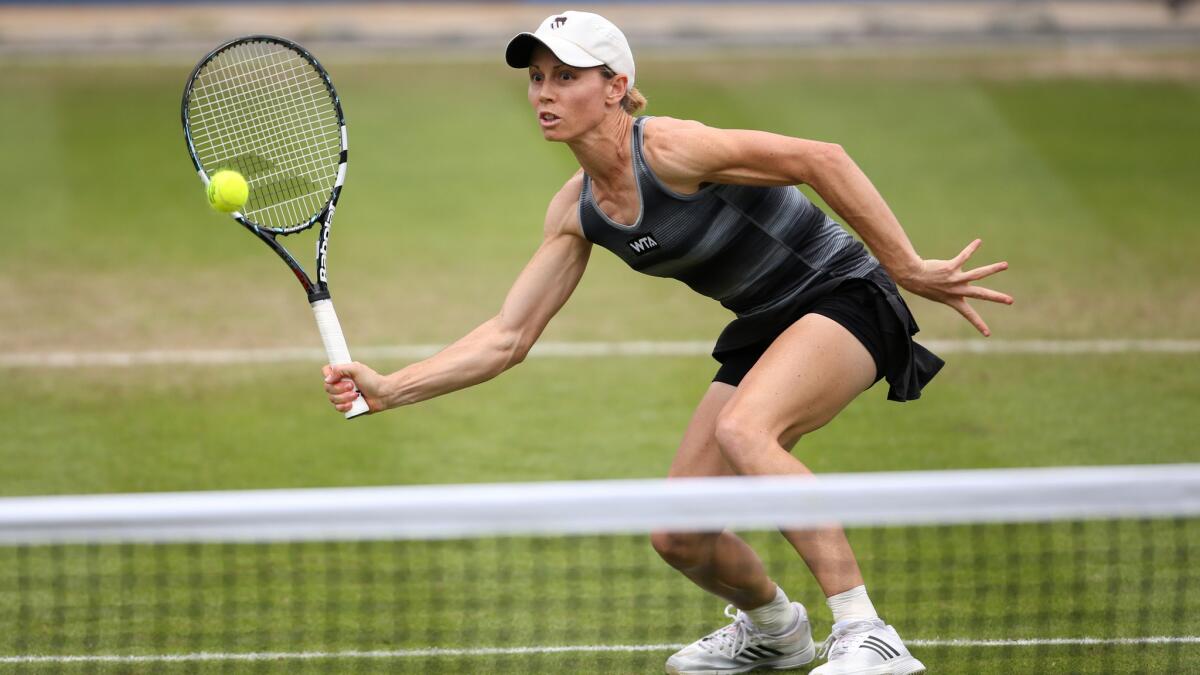 Cara Black competes in a doubles match during the Aegon Classic in Birmingham, England, on June 14. For the last 16 years, Black has been travelling the world playing doubles tennis at the highest level.