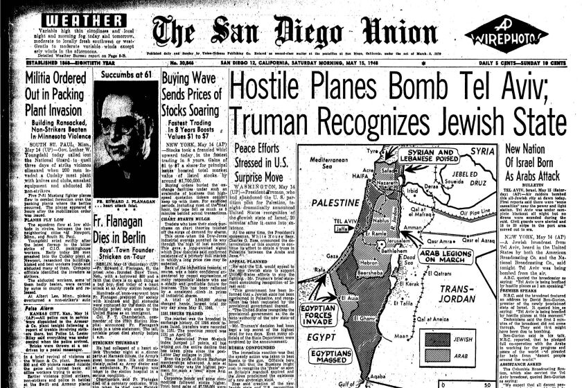 Front page of The San Diego Union, May 15, 1948.