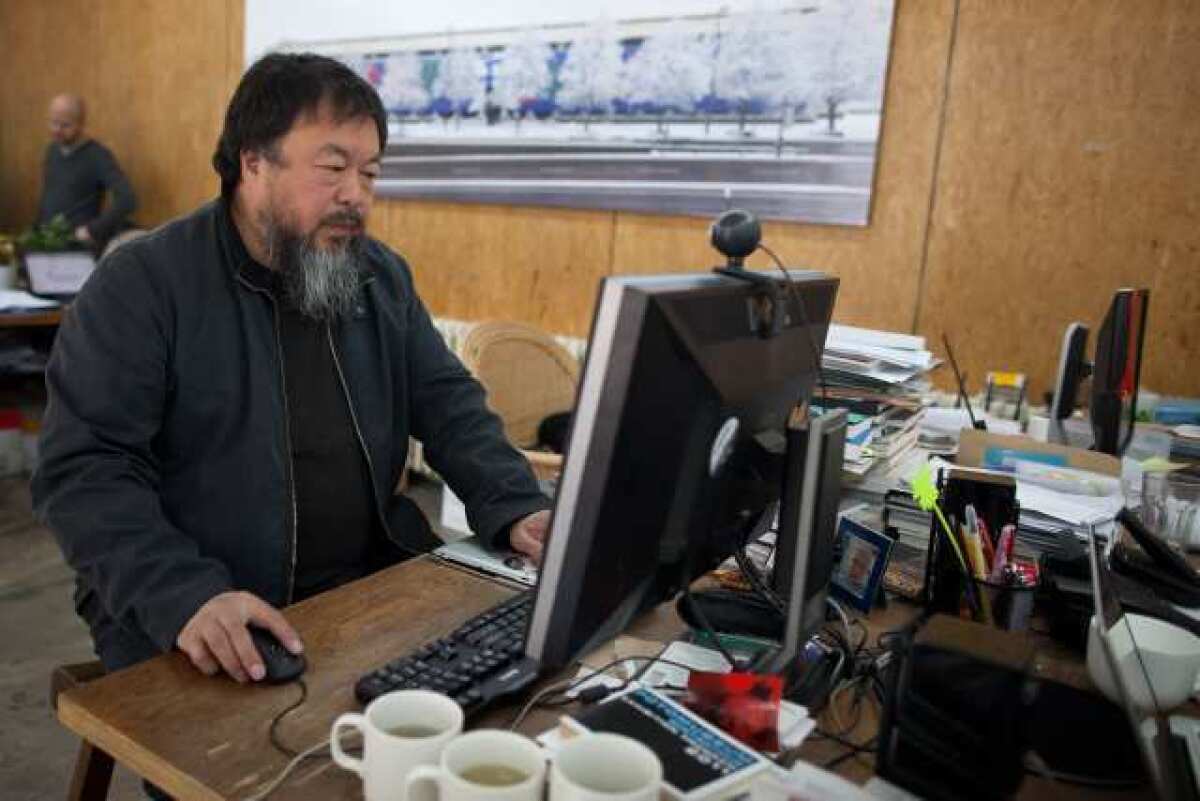 Artist Ai Weiwei at his Beijing office in April.