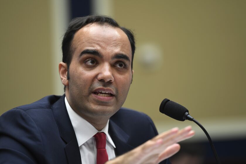 Federal Trade Commission commissioner Rohit Chopra testifies during a House Energy and Commerce subcommittee hearing on Capitol Hill in Washington, Wednesday, May 8, 2019, regarding consumer protection on data privacy. (AP Photo/Susan Walsh)