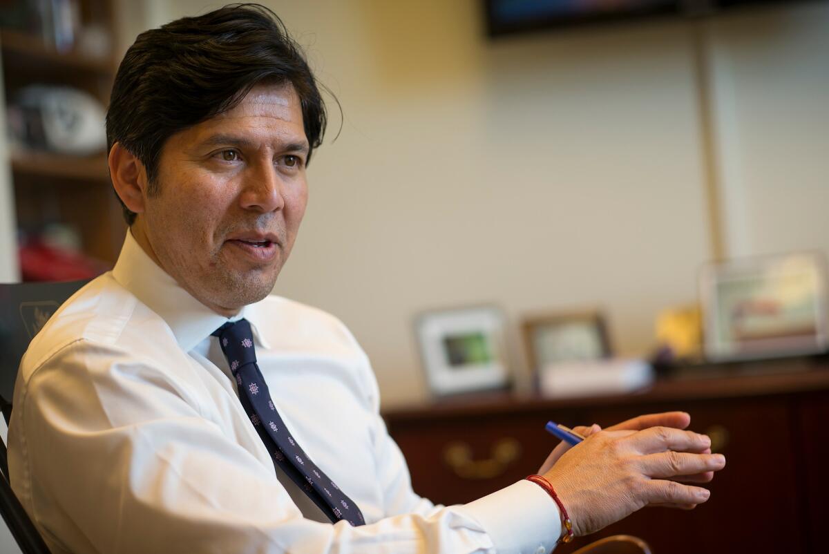State Sen. Kevin de Leon (D-Los Angeles) won Assembly approval Monday of a bill that limits gifts to state officials.