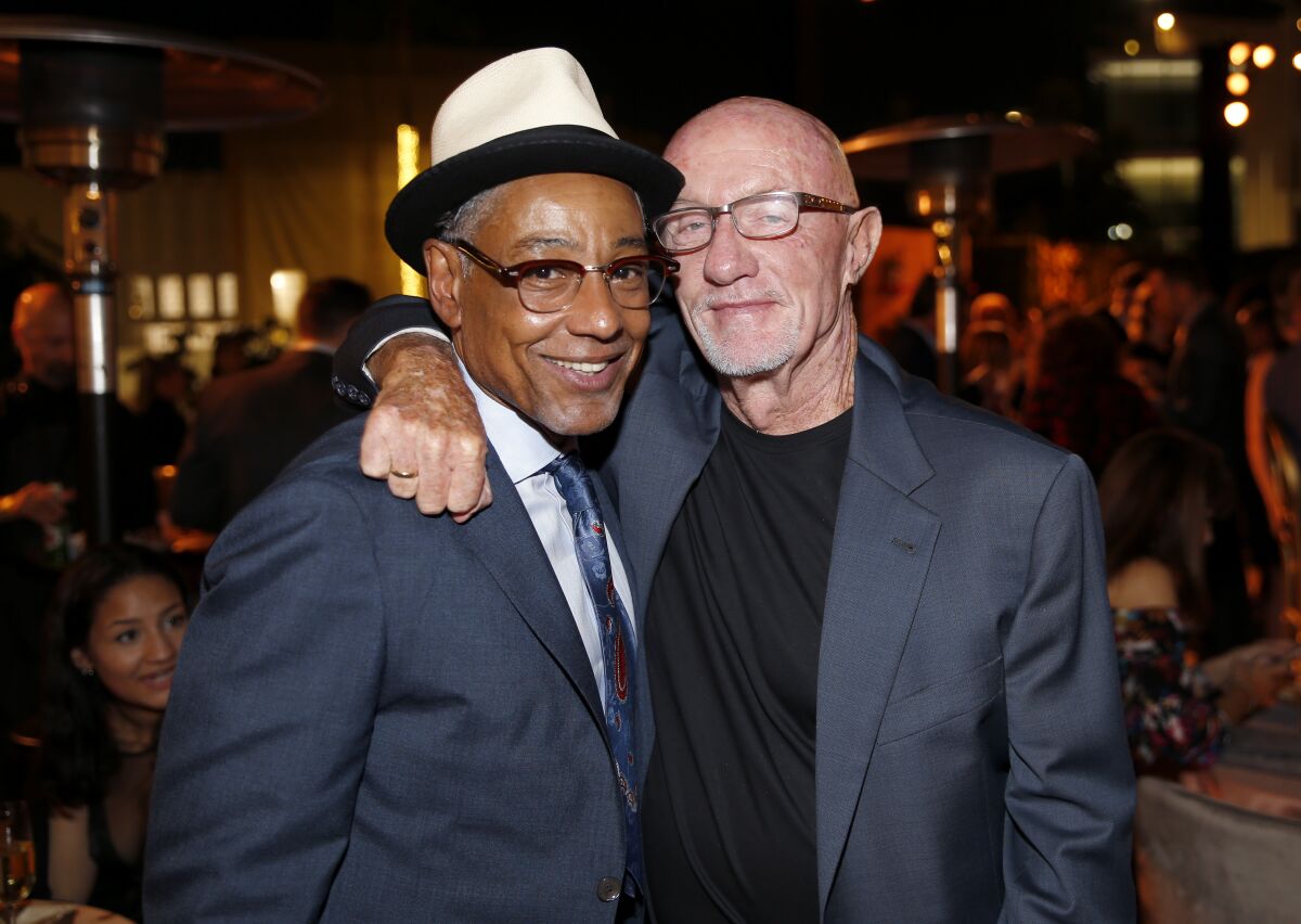 Emmy nominees Giancarlo Esposito, left, and Jonathan Banks from "Better Call Saul" at the 2019 Performers Nominee Reception.