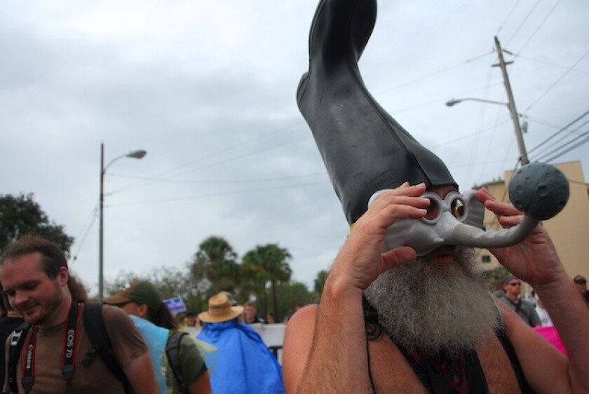 Vermin Supreme at a protest in Tampa, Fla.