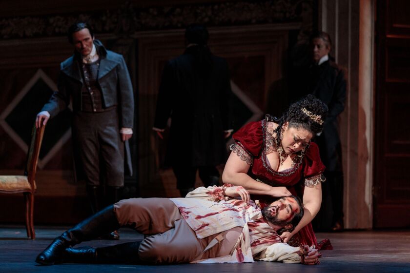 Michelle Bradley and Marcelo Puente in San Diego Opera's "Tosca."