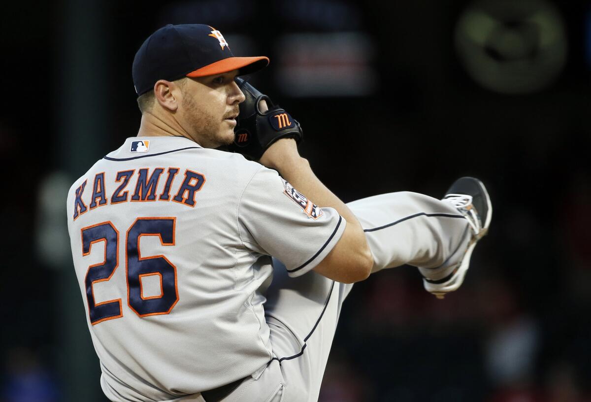 Scott Kazmir pitches for Houston in September.