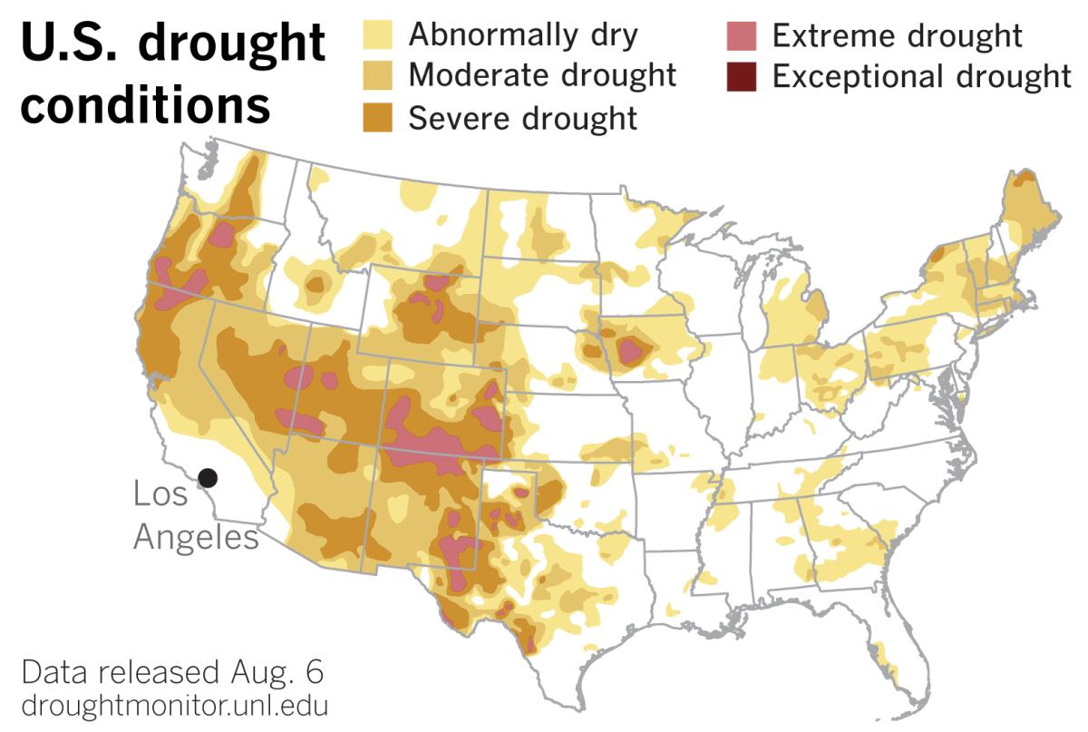 U.S. Drought Monitor data released Thursday show drought expanding in the West.