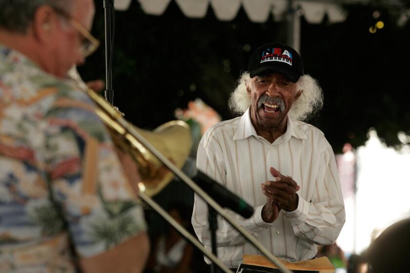 Gerald Wilson leads his orchestra at the Central Avenue Jazz Festival in 2009.