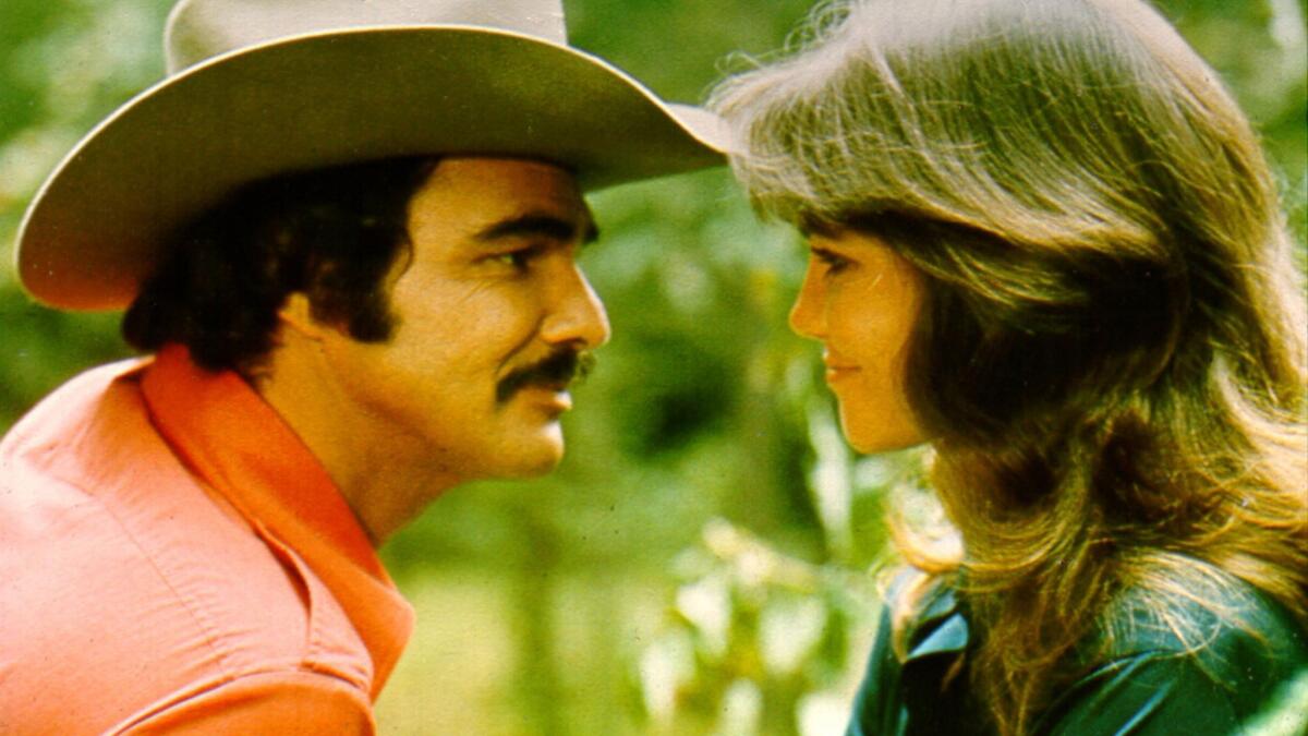 Burt Reynolds and Sally Field costar in the 1977 comedy “Smokey and the Bandit,” playing as part of a double feature at the New Beverly Cinema.