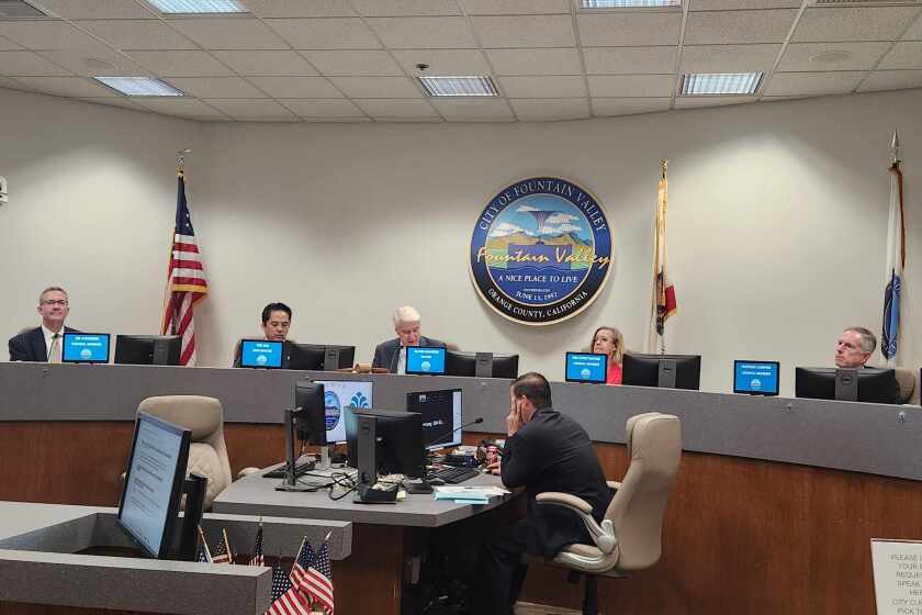 The Fountain Valley City Council meets in Council Chambers on Tuesday, Sept. 3, 2024.