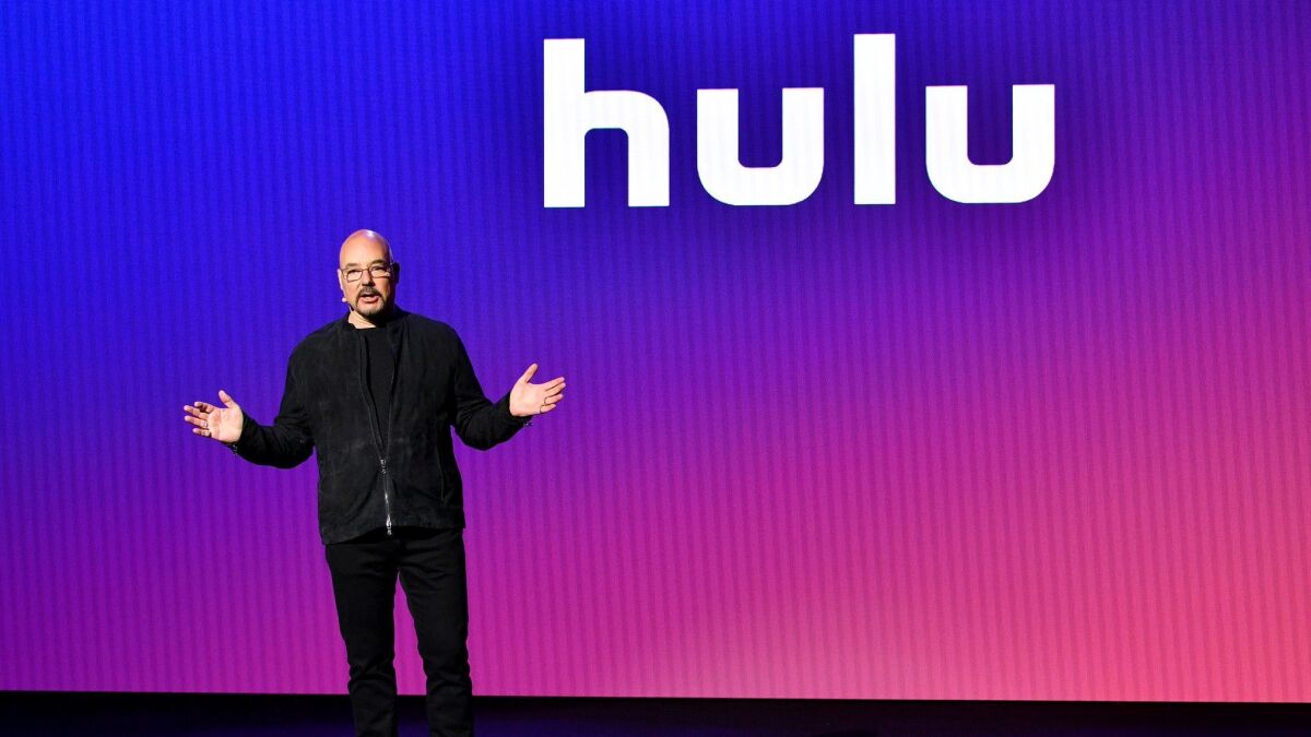 Hulu Chief Content Officer Joel Stillerman gives an upfront presentation to advertisers in New York in May.