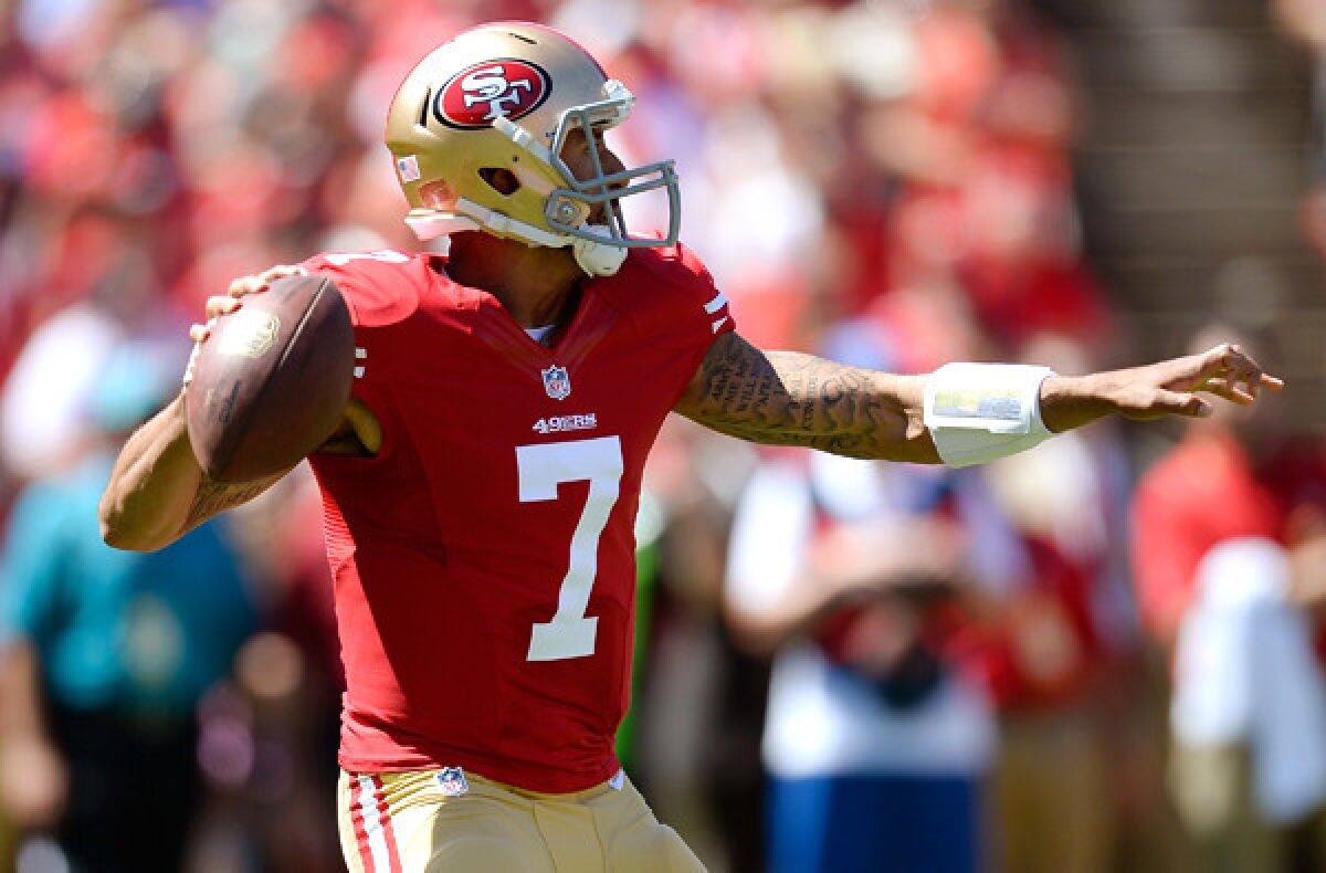 49ers quarterback Colin Kaepernick passed for a career-high 412 yards against the Packers on Sunday.