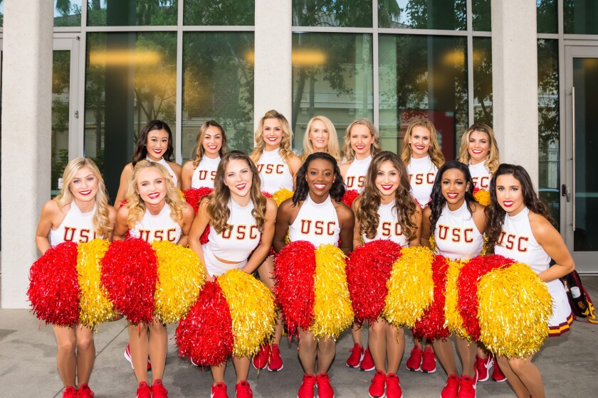 USC Song Girls pose for a team portrait 
