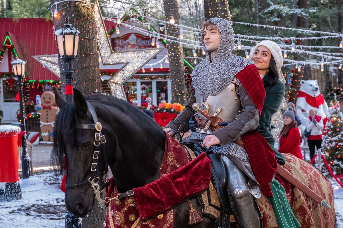 Vanessa Hudgens and Josh Whitehouse in Netflix's "The Knight Before Christmas."