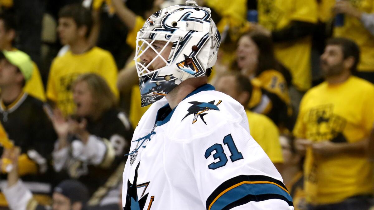 Goalie Martin Jones and the Sharks return home for Game 3 of the Stanley Cup Final.