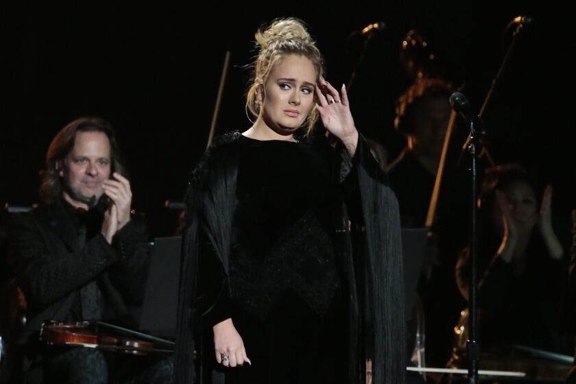 Adele performs at the Grammy Awards at Staples Center in L.A. on Feb. 12, 2017. (Robert Gauthier / Los Angeles Times)