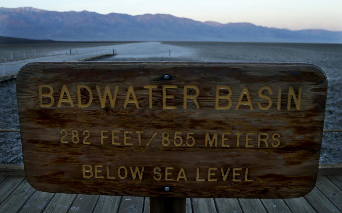 Badwater Basin in Death Valley National Park is the lowest spot in North America at 282 feet below sea level.
