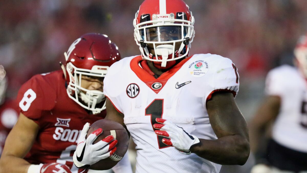 Georgia running back Sony Michel runs for a 38-yard touchdown in the Rose Bowl on Jan. 1.