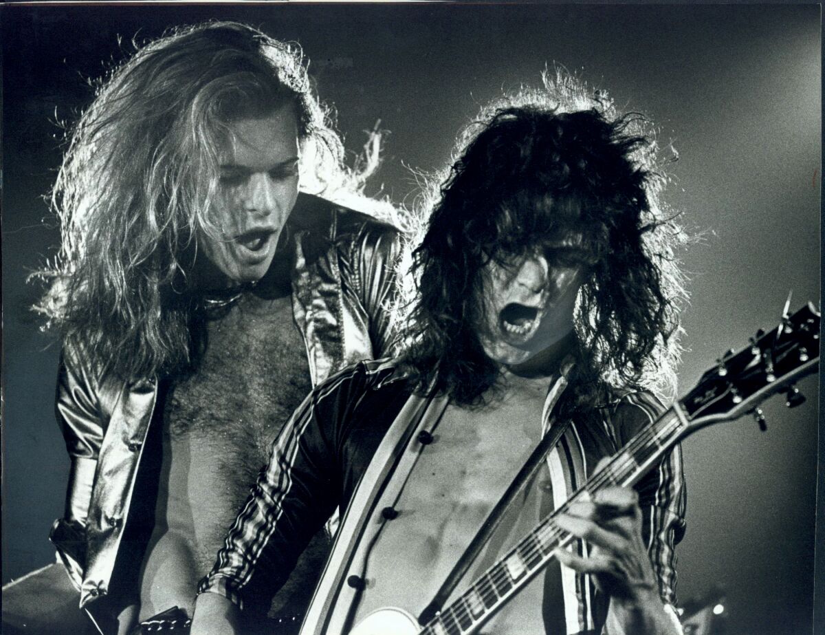 David Lee Roth and Eddie Van Halen of rock band Van Halen